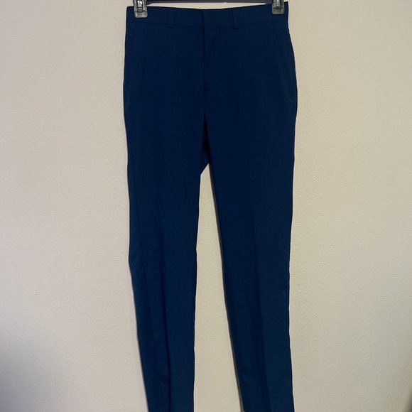 Kenneth Cole Reaction Mens Suit Pants Navy Blue 29w Unhemmed Dress - Picture 3 of 4